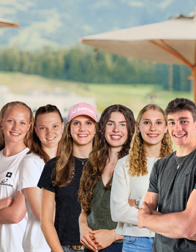 Brunos Talents: Das Nachwuchssport-Förderprogramm von Brunos. Im Team von 2026: Lara Bianchi, Inès Claessens, Lucia Acklin, Leon Krummenacher, Muriel Bossart und Linda Abbühl.